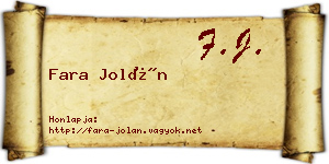 Fara Jolán névjegykártya